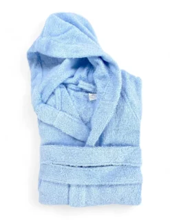 Accappatoio Azzurro Hi Tech in Spugna di Cotone per Bambino con Cappuccio, 400 gr/mq, Tex Family, Made in Italy