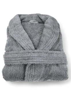 ACCAPPATOIO in Spugna a SCIALLE Senza Cappuccio Grigio in Puro Cotone Made in Italy