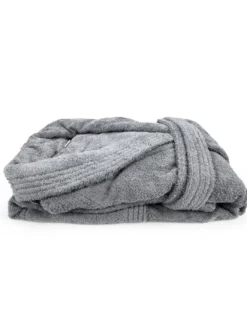 ACCAPPATOIO in Spugna a SCIALLE Senza Cappuccio Grigio in Puro Cotone Made in Italy