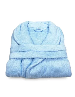 ACCAPPATOIO in Spugna a SCIALLE Senza Cappuccio AZZURRO in Puro Cotone Made in Italy