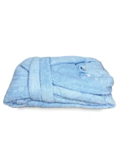 ACCAPPATOIO in Spugna a SCIALLE Senza Cappuccio AZZURRO in Puro Cotone Made in Italy