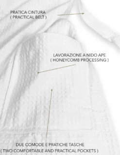ACCAPPATOIO Nido Ape BEE© in Puro cotone con Cappuccio da Adulto Colore Latte