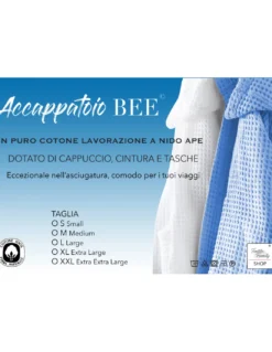 ACCAPPATOIO Nido Ape BEE© in Puro cotone con Cappuccio da Adulto GRIGIO