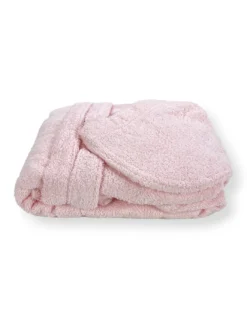 Accappatoio Rosa Chiaro Hi Tech in Spugna di Cotone per Bambino con Cappuccio, 400 gr/mq, Tex Family, Made in Italy