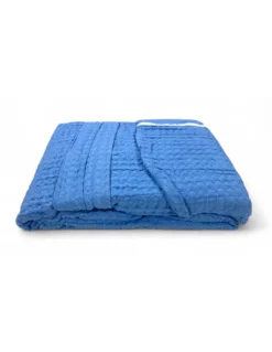Accappatoio Uomo Donna in Cotone con Cappuccio, BEEApone® Nido d’Ape, Colore Azzurro, Asciugatura Rapida, Morbido