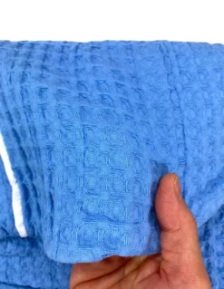 Accappatoio Uomo Donna in Cotone con Cappuccio, BEEApone® Nido d’Ape, Colore Azzurro, Asciugatura Rapida, Morbido