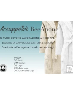 Accappatoio Uomo Donna in Cotone con Cappuccio, BEEApone® Nido d’Ape, Colore Antracite, Asciugatura Rapida, Morbido