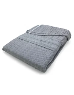 Accappatoio Uomo Donna in Cotone con Cappuccio, BEEApone® Nido d’Ape, Colore Grigio Chiaro, Asciugatura Rapida, Morbido