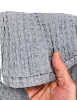 Accappatoio Uomo Donna in Cotone con Cappuccio, BEEApone® Nido d’Ape, Colore Grigio Chiaro, Asciugatura Rapida, Morbido