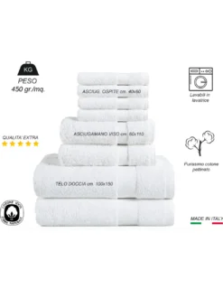 Asciugamani in Spugna di Cotone 100% - Vari Formati - Alta Qualità Made in Italy per Casa, Hotel e B&B