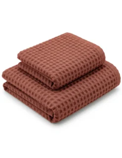 Asciugamani Nido d’Ape 100% Cotone 330 g/m² Made in Italy – Set 2 Pezzi (60x110 + 40x60) Tex Family – Fragola