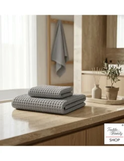 Asciugamani Nido d’Ape 100% Cotone 330 g/m² Made in Italy – Set 2 Pezzi (60x110 + 40x60) Tex Family – Blu