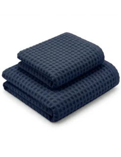 Asciugamani Nido d’Ape 100% Cotone 330 g/m² Made in Italy – Set 2 Pezzi (60x110 + 40x60) Tex Family – Blu