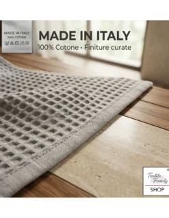 Asciugamani Nido d’Ape 100% Cotone 330 g/m² Made in Italy – Set 2 Pezzi (60x110 + 40x60) Tex Family – Azzurro