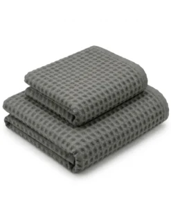 Asciugamani Nido d’Ape 100% Cotone 330 g/m² Made in Italy – Set 2 Pezzi (60x110 + 40x60) Tex Family – Grisaglia