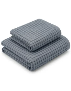Asciugamani Nido d’Ape 100% Cotone 330 g/m² Made in Italy – Set 2 Pezzi (60x110 + 40x60) Tex Family – Acciaio
