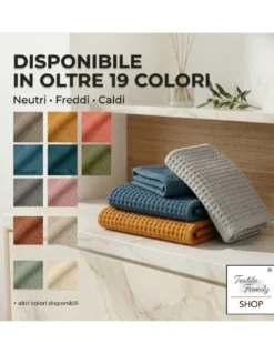 Asciugamani Nido d’Ape 100% Cotone 330 g/m² Made in Italy – Set 2 Pezzi (60x110 + 40x60) Tex Family – Acciaio