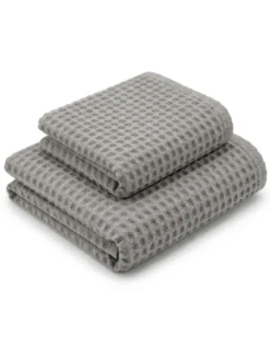 Asciugamani Nido d’Ape 100% Cotone 330 g/m² Made in Italy – Set 2 Pezzi (60x110 + 40x60) Tex Family – Grigio