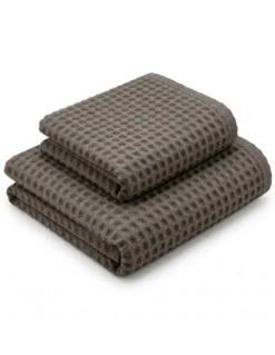 Asciugamani Nido d’Ape 100% Cotone 330 g/m² Made in Italy – Set 2 Pezzi (60x110 + 40x60) Tex Family – Taupe