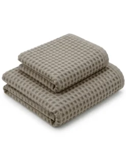 Asciugamani Nido d’Ape 100% Cotone 330 g/m² Made in Italy – Set 2 Pezzi (60x110 + 40x60) Tex Family – Tortora