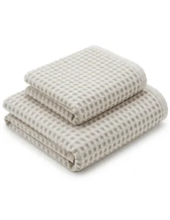 Asciugamani Nido d’Ape 100% Cotone 330 g/m² Made in Italy – Set 2 Pezzi (60x110 + 40x60) Tex Family – Avorio