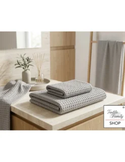 Asciugamani Nido d’Ape 100% Cotone 330 g/m² Made in Italy – Set 2 Pezzi (60x110 + 40x60) Tex Family – Bianco