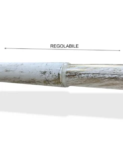 BASTONE BIANCO-ORO Per TENDA Regolabile DIAMETRO 19 MM. Completo DI ANELLI mod. oliva