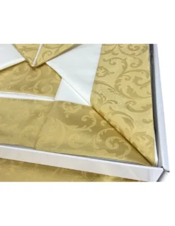 BAULETTO GOLD Con bordo Applicato ORO MATRIMONIALE lenzuolo E COPRILETTO IDEA SPOSA