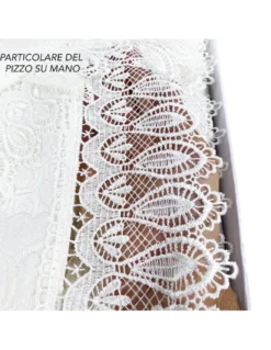BAULETTO GRETA CON pizzo MACRAMÈ RICAMATO PANNA MATRIMONIALE lenzuolo E COPRILETTO IDEA SPOSA