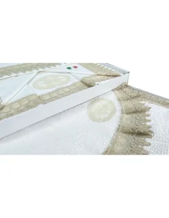 BAULETTO JENNY CON pizzo MACRAMÈ ECRÙ MATRIMONIALE lenzuolo e COPRILETTO idea SPOSA