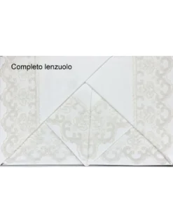 BAULETTO STEFY rifinito con Pizzo Macramè MATRIMONIALE lenzuolo e COPRILETTO idea SPOSA