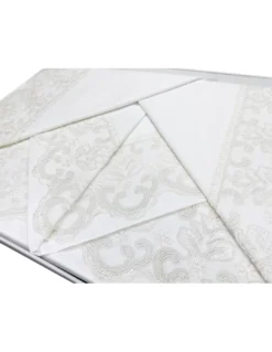 BAULETTO STEFY rifinito con Pizzo Macramè MATRIMONIALE lenzuolo e COPRILETTO idea SPOSA