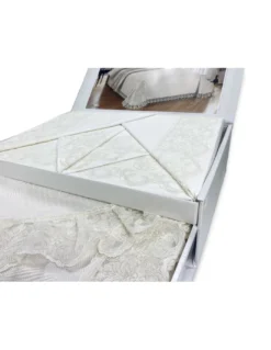 BAULETTO STEFY rifinito con Pizzo Macramè MATRIMONIALE lenzuolo e COPRILETTO idea SPOSA