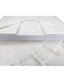 BAULETTO SUSY rifinito con Pizzo Macramè MATRIMONIALE lenzuolo e COPRILETTO idea SPOSA