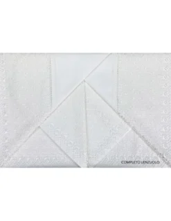 BAULETTO TOP Pizzo Alto rifinito con Pizzo Macramè MATRIMONIALE lenzuolo e COPRILETTO idea SPOSA