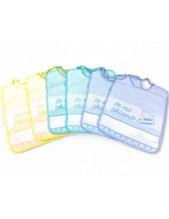 Bavaglini Asilo 100% Cotone con Tela AIDA da Ricamare, 25x34 cm, Set Bavette Personalizzabili 