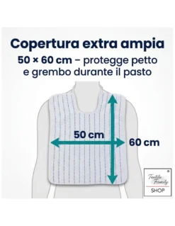 Bavaglione Adulto Cesare con Elastico 50x60 cm Tex Family – Set 3 o 6 Pezzi, Cotone Tinto in Filo, Made in Italy