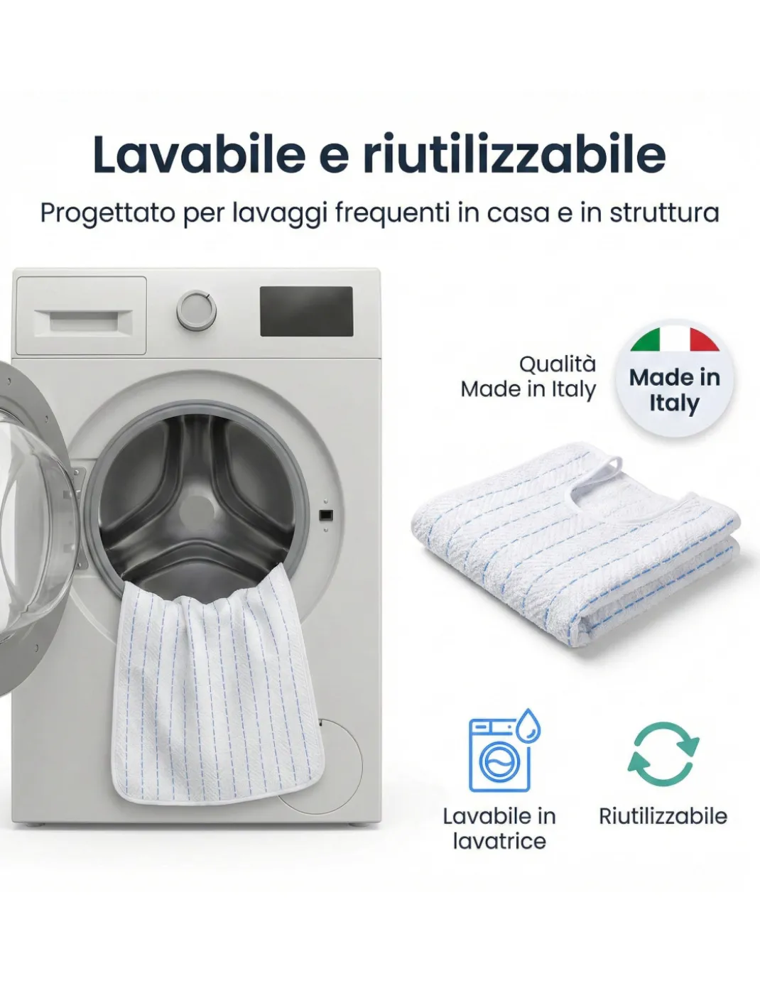 Bavaglione Adulto Cesare con Lacci 50x60 Set 3 o 6 Pezzi – Bavaglini Anziani Cotone Tinto in Filo Made in Italy