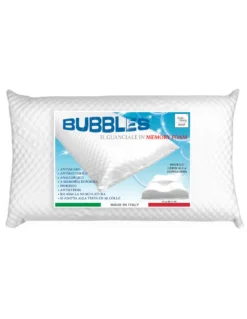 BUBBLES Cuscino Cervicale Memory Foam - Ortopedico, Antiacaro, Anallergico, Sfoderabile con Fodera Massaggiante, 75x45 cm