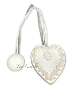 CALAMITA FERMA TENDA IN LEGNO CALAMITE PER TENDE LEGATENDE CUORE SHABBY BIANCO