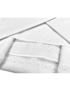 COMPLETO LENZUOLA con inserto MACRAMÈ a cornice Bianco matrimoniale Made in Italy IDEA SPOSA