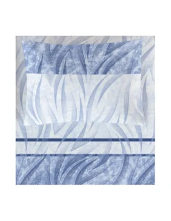 Completo Lenzuola Curve Blu - Design Moderno 100% Cotone Naturale - Traspirante e Lavabile - Made in Italy