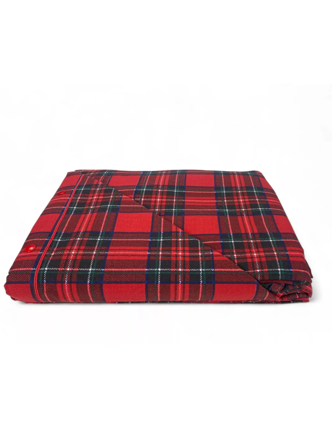 Completo Lenzuola Flanella Tartan Rosso - 100% Cotone Felpato - Caldo Invernale Made in Italy