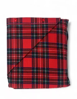 Completo Lenzuola Flanella Tartan Rosso - 100% Cotone Felpato - Caldo Invernale Made in Italy