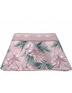 Completo Lenzuola Foglie Rosa - 100% Cotone Naturale - Elegante e Traspirante - Made in Italy, Lavabile