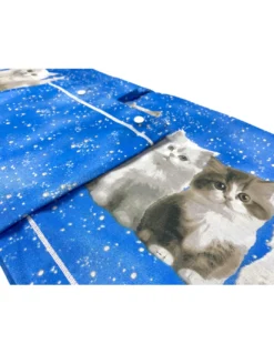 Completo Lenzuola Gattini Blu - Stampa Realistica Teneri Gatti - 100% Cotone - Made in Italy, Lavabile