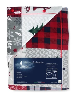 Completo Lenzuola Invernale Flanella Tirolo Astratto - Puro Cotone Felpato Anti-Pilling - Made in Italy