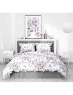 Completo Lenzuola Invernale Flanella Fiore Dipinto Rosa - Cotone Felpato Anti-Pilling - Made in Italy