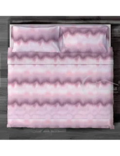 COMPLETO lenzuola LENZUOLA ZIG ZAG Rosa in Puro Cotone Made in Italy