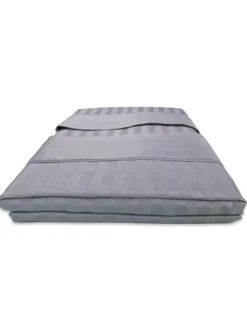 Completo Lenzuola Matrimoniali Cotone Grigio Piombo Levante, Set Lenzuola Letto Matrimoniale, Raso Puro Cotone Rigato